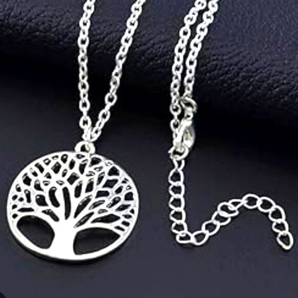 Polished Stainless Steel Tree of Life Pendant Necklace - Picture 4 of 7